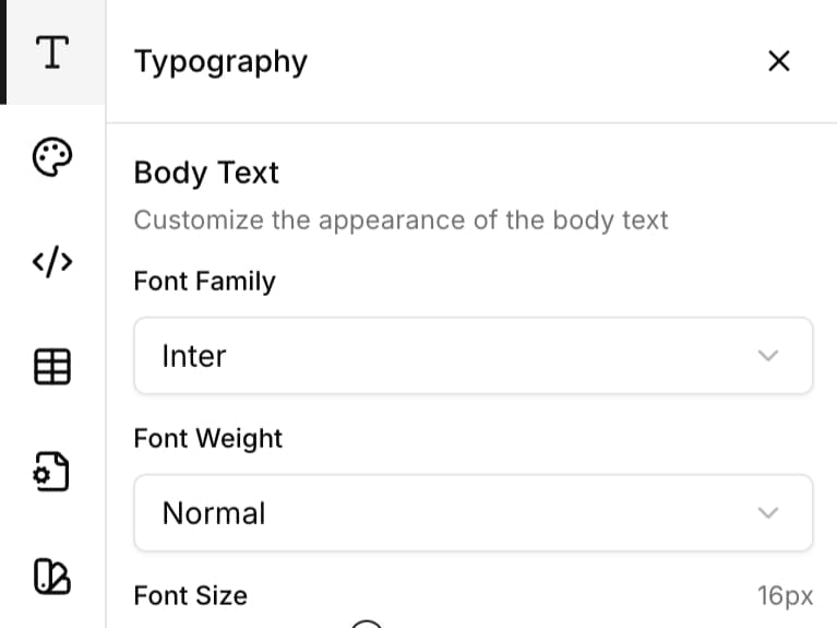 Styling sidebar interface