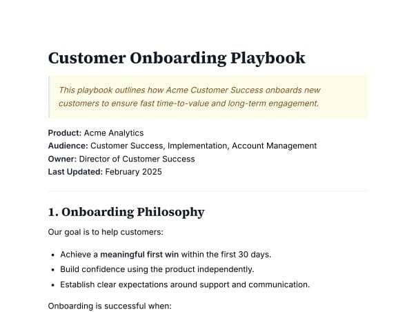 Customer Onboarding Playbook