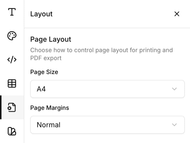 Layout Options Screenshot